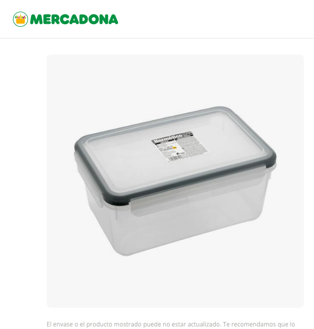 Captura de pantalla del recipiente hermético rectangular de 3 litros Bosque Verde en la tienda online de Mercadona